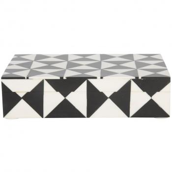 Caja organizadora de almacenamiento de joyas de triángulo blanco y negro de 8 x 5 cm, hecha a mano