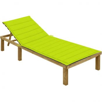 Tumbona con cojín verde brillante de madera de pino impregnada