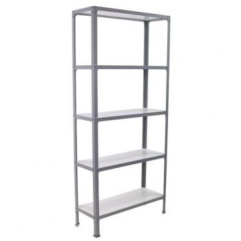Estantería Metálica Simonhome Click Wood Plus 5 Estantes, Gris/Blanco, 180x100x30 cm, Estilo Industrial