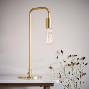 Lámpara de mesa de acero Rubens, 1 luz, chapa de oro satinado cepillado, casquillo E27