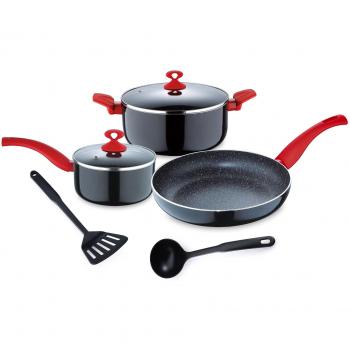 Renberg Q1032 Batería de Cocina de 7 Piezas en Aluminio prensado, Metal, safasf, AFS