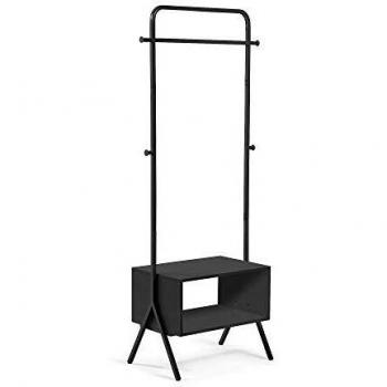 Kave Home - Perchero Burro Bently Negro 74 x 180 cm de Acero con estantería
