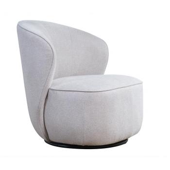 Sillón moderno giratorio de tejido efecto aterciopelado texturizado beige amber Miliboo