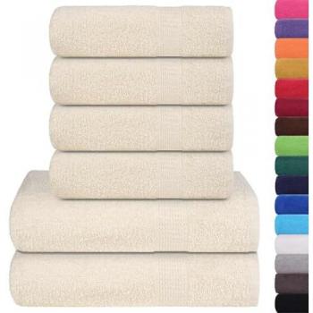 Juego de toallas 6 piezas crema 360 g/m² 100% algodón