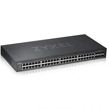 Zyxel Nebula Switch inteligente de 48 puertos Ethernet Gigabit con 4 puertos combo Gigabit y 2 puertos SFP y modo Cloud híbrido, Garantía de Por Vida [GS1920-48v2]