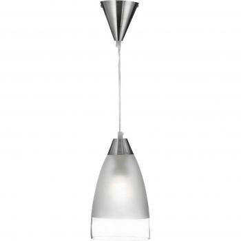 Lámpara colgante de diseño Dome Chrome 1 bombilla 120cm, cromo, pantalla de vidrio transparente y esmerilado, E27