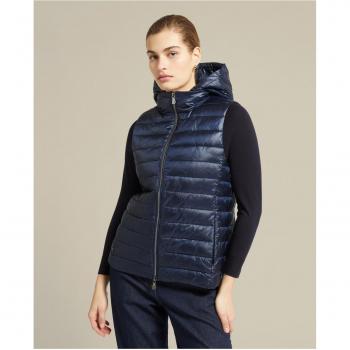 Elena Miró Women's Padded Hooded Vest with Zipper - Blue, Size L