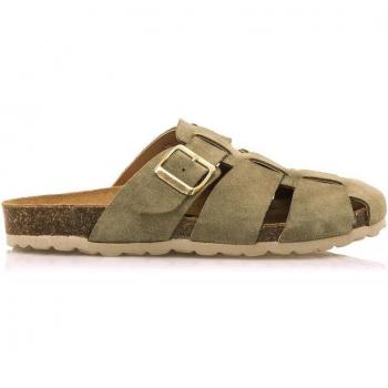 Sandalias planas de piel Liliane verde Mustang