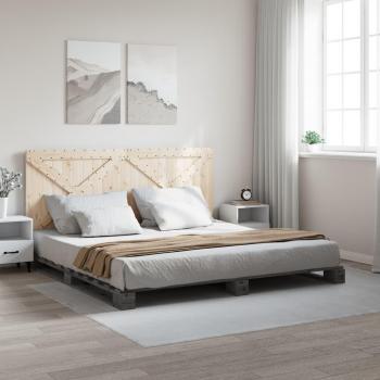 Cabecero de cama gris redondo 200x200 cm en madera maciza de pino