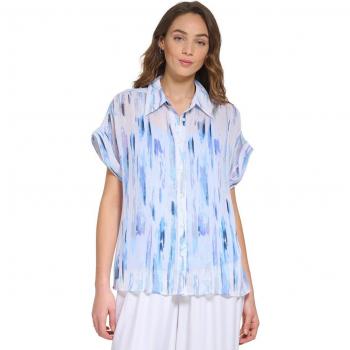 Camisa de mujer DKNY con cuello polo y mangas cortas