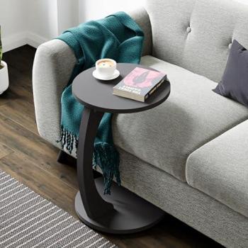 Mesa Auxiliar Holeby Redonda con 4 Ruedas 56 x Ø 38 cm - Gris