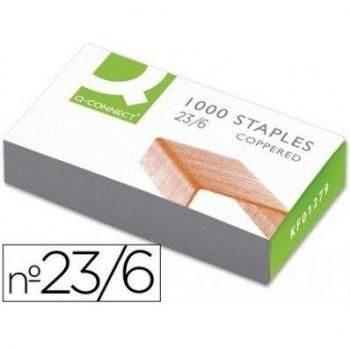Grapas q-connect nº 23/6 -cobreadas -caja de 1000