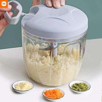Picadora de ajo y verduras manual 500/900ML con función de giro, triturador de frutas y utensilio de cocina multifuncional