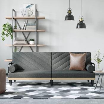 Dark Grey Fabric Sofa Bed with Armrests