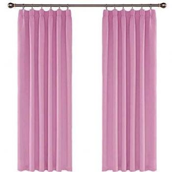 Amazon Brand - Umi Cortinas de Salón Térmicas Aislantes Dormitorio Decoración Ventanas para Habitacion Moderna Fruncido 2 Piezas 132x160cm Rosa