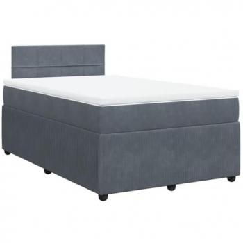 Cama box spring con colchón de terciopelo gris oscuro 120x200 cm