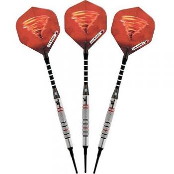 Elkadart Unisex's Tornado 90% Tungsten Soft Tip Darts with Storage/Travel Case, 4 Black/3 Red Rings, 18 Grams, Multi