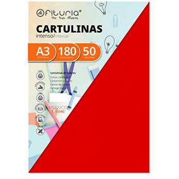 Pack de 50 Cartulinas A3 Color Rojo 180g Fabrisa