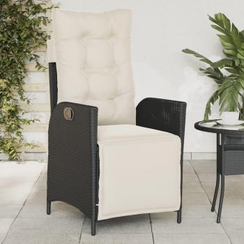 Reclining Garden Chair with Footrest Black Poly Rattan