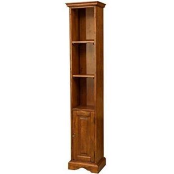 Biblioteca pequeña de madera maciza de tilo con acabado en nogal 40x30x196 cm