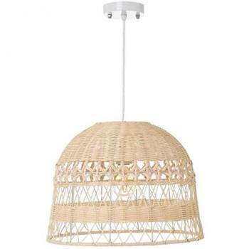 Lámpara de Techo de Rattan - Altura 26 cm - Diámetro 36 cm - Beige - Casquillo E27