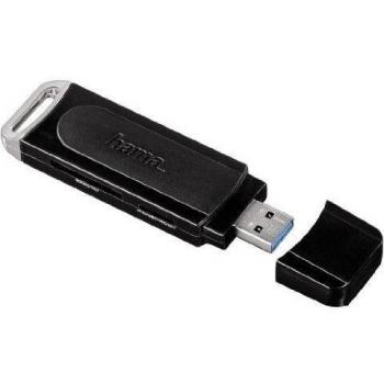 Hama SuperSpeed - Lector (microSDHC, miniSD, miniSDHC, MMC+, MMCmicro, SD, SDHC, SDXC, USB 3.0, 5000 Mbit/s, Negro, 26.7 x 85.6 x 12.2 mm, 17 g)
