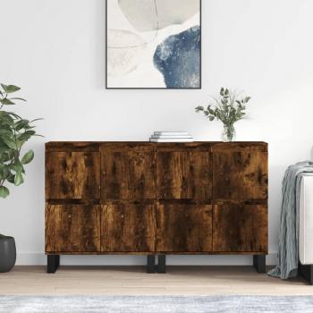 Aparadores de Madera Contrachapada VidaXL - 2 piezas, Buffet para salón, Armario Auxiliar, Armario de Almacenamiento, color roble ahumado marrón