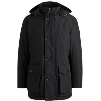 Boss Osiass Men's Water Repellent Black Parka Jacket
