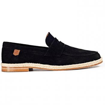 Mocasines de mujer en serraje con tira de yute