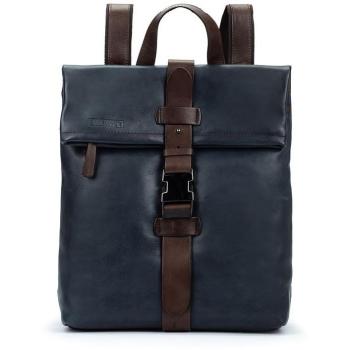 Mochila de hombre Pikolinos de piel con cierre de broche color azul Burela MHA
