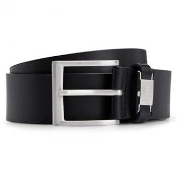 Hugo Boss Connio Italian Leather Belt with Metal Edge - Black - Size 80 CM