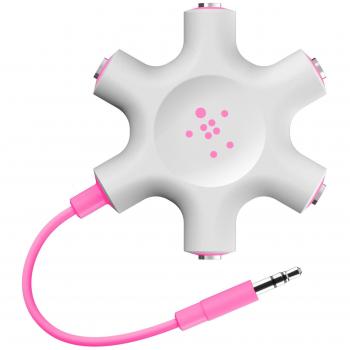 Belkin F8Z274BTPNK - Distribuidor para auriculares para smartphones/MP3/tabletas, 5 x jacks de 3,5 mm, color rosa