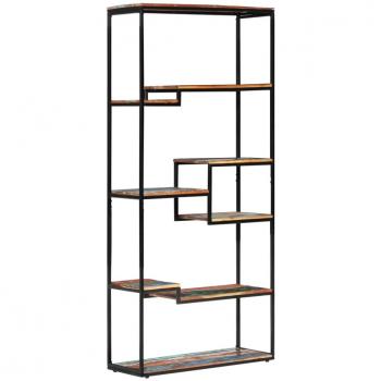 Estantería de madera maciza reciclada 80x30x180 cm en recuperación sólida Marrón