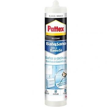 Pattex Baño Sano, silicona antimoho e impermeable, silicona blanca duradera para cocina y baño, resistente silicona sanitaria, 1 cartucho x 280 ml