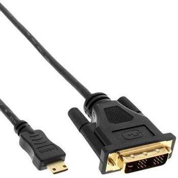 Cable Mini-HDMI a DVI 3m, Conectores HDMI Tipo C y DVI 18+1, Color Negro