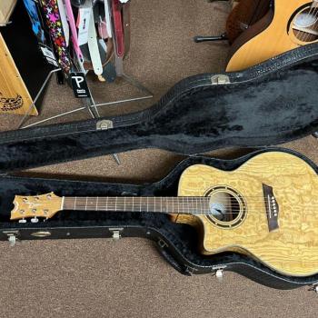 Dean Exotica Quilt Ash AE Left-Handed Guitar, Rosewood, Glossy Natural