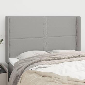 Cabecero con orejas de tela gris claro 147x16x118/128 cm vidaXL