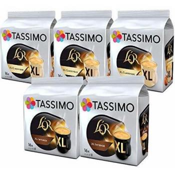 Tassimo Coffee L'OR XL Bundle Cápsulas de Café - L'OR Classique XL & Intense XL - 5 Paquetes