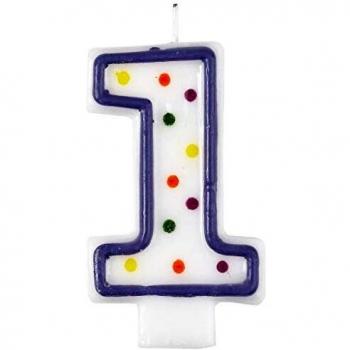 Vela de cumpleaños número 1, diseño con lunares, 7,5 cm, de Amscan