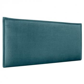 Cabecero Tapizado de Lino Natural Liso con Ribete Turquesa para Cama 70/80 cm - Dhome