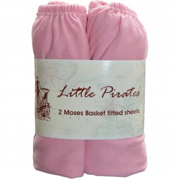 2 x Baby Pram/Crib/ Moses Basket Jersey Fitted Sheet 100% Cotton Pink 30x75cm