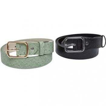 Urban Classics Unisex Ostrich Faux Leather Belt 2-Pack Black/Leaf L-XL
