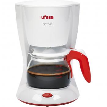 Cafetera de Goteo Ufesa CG7213, 600W, Capacidad para 6 Tazas, Color Rojo y Blanco con Filtro Permanente