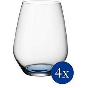 Villeroy & Boch Colourful Life Winter Sky - Vasos de agua, 420 ml, cristal, transparente/azul, juego de 4