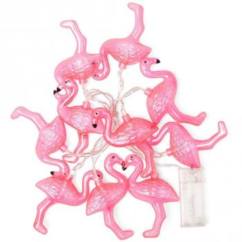 Cadena de luces con diseño de flamencos, plástico, color rosa, 165 cm de largo