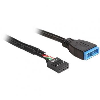Adaptador USB 3.0 a USB 2.0 de 60 cm, conector hembra a macho, negro
