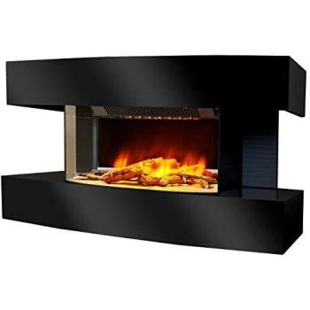 Chimenea Eléctrica Decorativa Lounge Medium Negra 2000W con Efecto Llama LED y Mando a Distancia