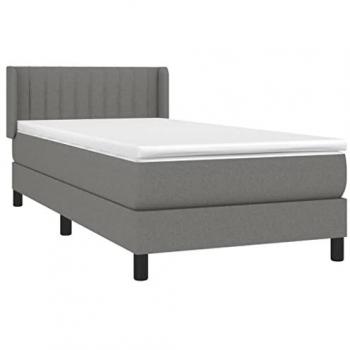 Cama Box Spring con Colchón de Tela Gris Oscuro 90x200 cm