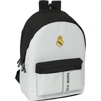 Mochila Doble Para Portátil 15,6 + USB Real Madrid 1ª Equipación 24/25 Blanca y Gris 31X18X44Cm Producto Oficial Especial Regalos Para Todos