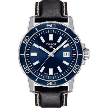 Tissot Supersport Men's Blue Leather Watch 44mm 10ATM T125.610.16.041.00